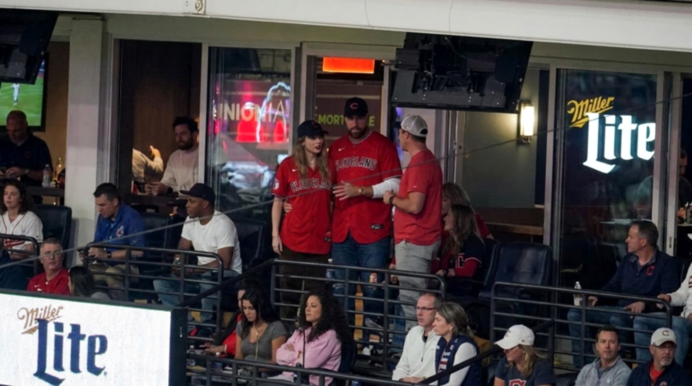 Taylor Swift and Husband Travis Kelce Arrive for Game 5 of the Guardians vs. White Sox Series in Stunning Matching Outfits, See Who They Are Standing With… See Clearer Photos