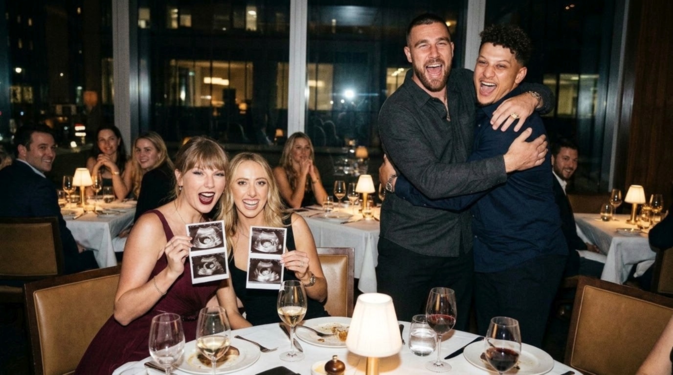 Taylor Swift and Husband Travis Kelce Join Patrick and Brittany Mahomes for a Double Date Night in NYC Before a Shocking Double Pregnancy and Gender Reveal, as Travis and Patrick’s Heartwarming Reactions Melt Hearts and Break the Internet