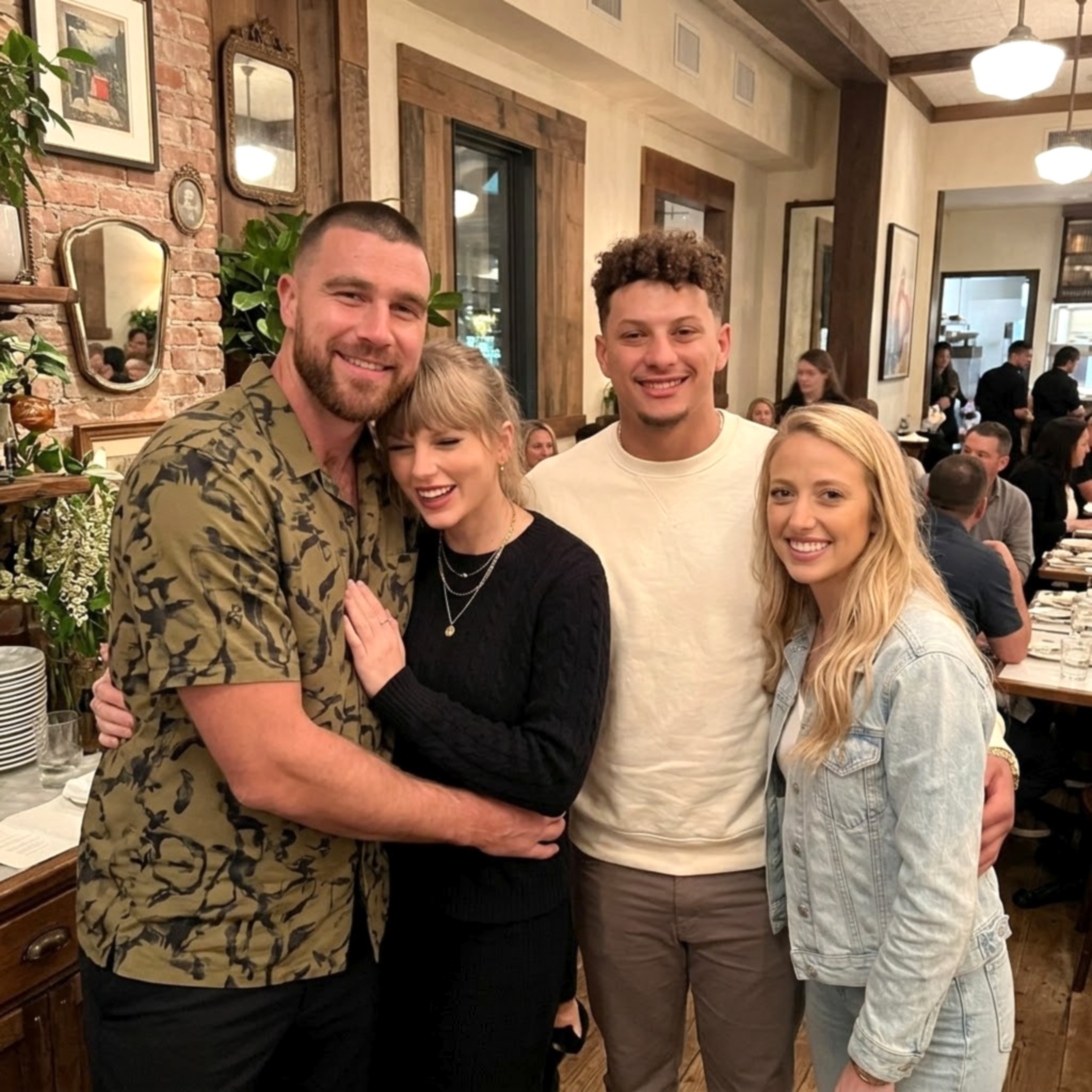 Travis Kelce Breaks Chiefs and NFL Protocol Again by Ditching the Team Hotel for a Dinner Double Date With Wife Taylor Swift, Showing Off His Brand New Dramatic Haircut, Alongside Patrick Mahomes and Brittany Mahomes