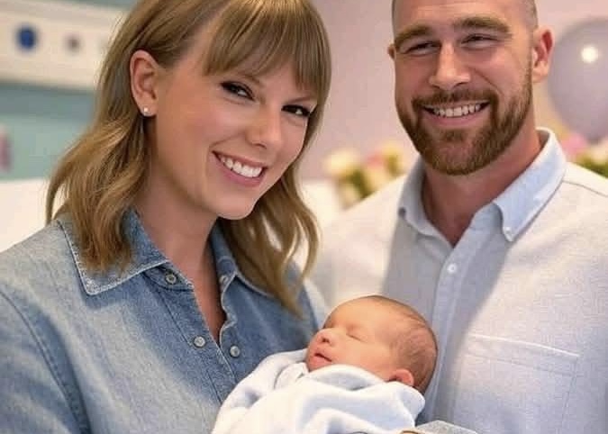 Taylor Swift and Travis Kelce with their Baby