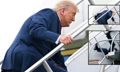 Trump Stumbles as he board Airforce One