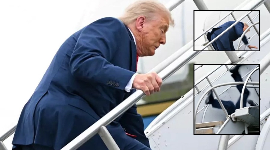 Trump Stumbles as he board Airforce One