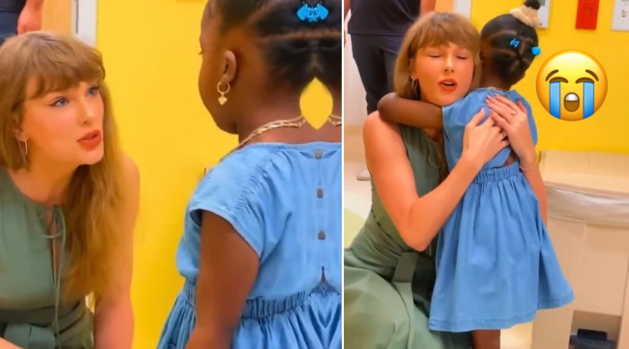 Taylor Swift and a little girl at the children’s hospital