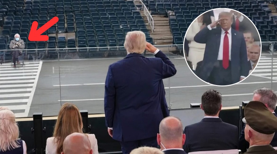 Trump saluting at his own parade