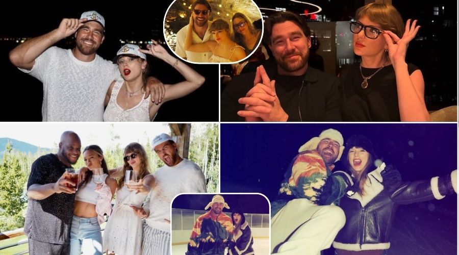 Travis Kelce shares new photos of him and Taylor Swift with friends during the off-season!
