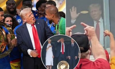 Donald Trump gatecrashes Chelsea's Club World Cup trophy