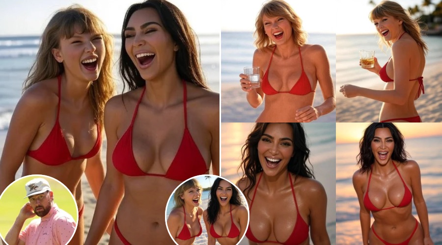 Taylor Swift and Kim Kardashian Beach Hangout