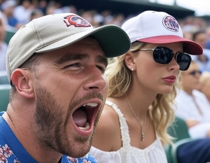 Travis Kelce and Taylor Swift at 2025 Wimbledon Championship