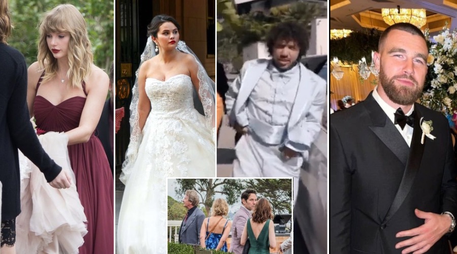 Taylor Swift Stuns as Flower Girl While Fiancé Travis Kelce Looks Spectacular - Skipping the Chiefs vs. Ravens Game to Attend Selena Gomez and Benny Blanco’s Royal Wedding in Cali, With Paul Rudd, Steve Martin, and More A-List Celebrities Joining the Star-Studded Guest List as Helicopters Fill the Sky, Selena Spotted in Her Gorgeous Wedding Dress, and Benny Looking Unkempt… See Photos
