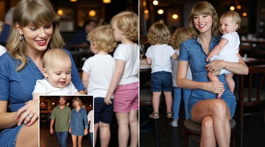 Taylor Swift Turns Babysitter at Travis Kelce’s Steakhouse Launch, Holding Baby Golden Raye and Playing with Sterling & Bronze