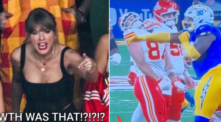 Taylor Swift has been CAUGHT at the Chiefs Game FURIOUSLY Reacting to Chargers Giant Teair Tart brutally slaps her fiance Travis Kelce in the face, demands that that the player face suspension or else… Read full story
