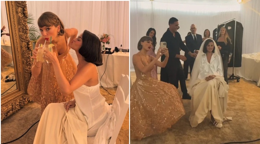 Taylor Swift Just Dropped New Photos with Selena Gomez from Her Wedding — Until Fans Zoomed In and Spotted One Detail in the Background That Has the Internet Losing Its Mind… But That’s Not Even the Craziest Part — Fans Can’t Believe Who’s Standing Right Beside Them!