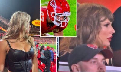 BREAKING: Taylor Swift Looks Unrecognizable in Newly Shared Photos at the Chiefs vs. Raiders Game — In a Shocking Late Appearance to Support Fiancé Travis Kelce, the Popstar Was Spotted With an Unusual Busty Look and Fuller Lips, Sparking Plastic Surgery Rumors… But There’s One More Detail Eagle-Eyed Fans Noticed Taylor Swift Copied Exactly From Travis Kelce’s Ex, Kayla Nicole — Full Details and Photos