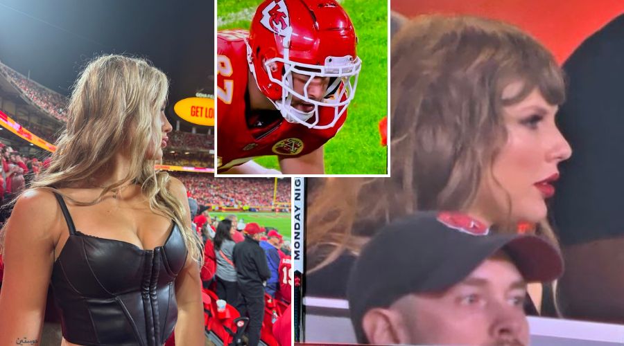 BREAKING: Taylor Swift Looks Unrecognizable in Newly Shared Photos at the Chiefs vs. Raiders Game — In a Shocking Late Appearance to Support Fiancé Travis Kelce, the Popstar Was Spotted With an Unusual Busty Look and Fuller Lips, Sparking Plastic Surgery Rumors… But There’s One More Detail Eagle-Eyed Fans Noticed Taylor Swift Copied Exactly From Travis Kelce’s Ex, Kayla Nicole — Full Details and Photos
