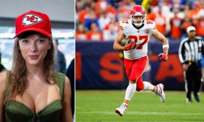 NEW PHOTOS: Taylor Swift Seen at Chiefs vs. Colts Game Giving a Powerful Speech to Motivate Fiancé Travis Kelce and the Chiefs — but Fans Can’t Stop Being Distracted by the Popstar’s Temptatious Look