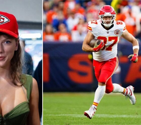 NEW PHOTOS: Taylor Swift Seen at Chiefs vs. Colts Game Giving a Powerful Speech to Motivate Fiancé Travis Kelce and the Chiefs — but Fans Can’t Stop Being Distracted by the Popstar’s Temptatious Look