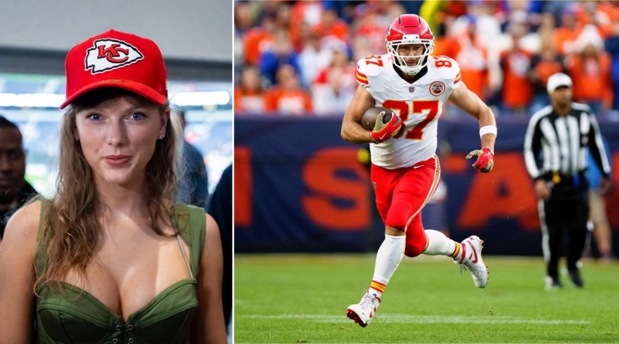 NEW PHOTOS: Taylor Swift Seen at Chiefs vs. Colts Game Giving a Powerful Speech to Motivate Fiancé Travis Kelce and the Chiefs — but Fans Can’t Stop Being Distracted by the Popstar’s Temptatious Look