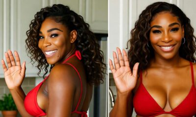 CAN YOU CONCENTRATE IN THIS VIDEO?! Serena Williams shows off her cooking skills wearing a spicy red semi-tra spent bikini in the kitchen — fans can’t even figure out what she’s cooking because those two big melons are just too bouncy… See exclusive video