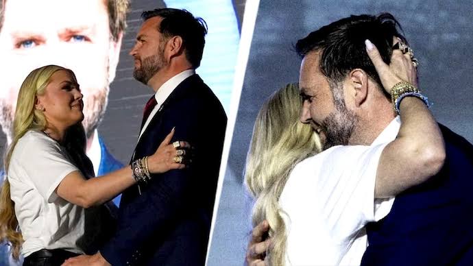 Erica Kirk gives a five-word response after news of her pregnancy for JD Vance and his divorce from his “weak” wife goes viral as Erica Kirk moves to align Turning Point support behind a Vance 2028 presidential run