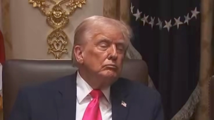America Bursts Into Laughter After Hilarious Video of Sleepy President Donald Trump Falling From His Seat at Important Full Cabinet Press Conference, Having a Hard Time After Pulling a Raging All-Nighter on Truth Social and Posting Well Over 160 Times in an Hour