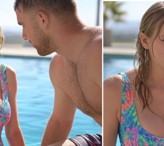 Travis Kelce can’t keep his eyes off Taylor Swift’s sizzling figure