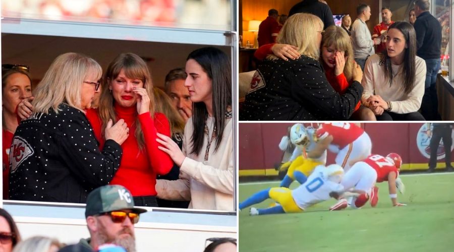 Caitlin Clark and Donna Kelce Comfort a Crying Taylor Swift After Her Husband, Travis Kelce, Suffers an Ankle Injury During the Chiefs vs. Chargers Game