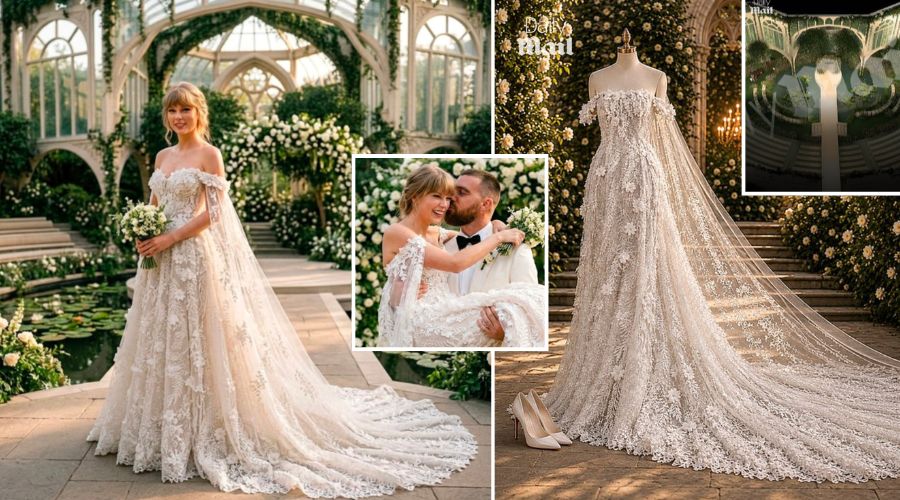 Taylor Swift Finally Shares the First Official Exclusive Look at Her Custom Christian Dior Wedding Looks in Newly Released Wedding Photos After Persistent Daily Mail Leaks, as a Wedding Guest’s Stunning Portrait of Taylor and Travis Kelce’s Wedding Attire Is Exclusively Revealed by the Daily Mail