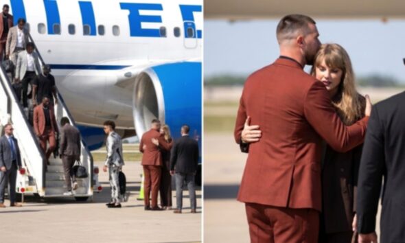Crying Taylor Swift Steals the Spotlight in Emotional Kansas City Airport Moment With Husband Travis Kelce and His Fresh New Haircut as She Hugs Him and Refuses to Let Him Board the Chiefs’ Plane to Seattle for the Chiefs vs. SeaHawks Game