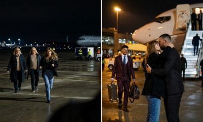 Taylor Swift Breaks Airport Protocol and Curfew as She Rushes to Hug and Share a Sweet Kiss With Husband Travis Kelce After He Arrives With His Teammates at Kansas City International Airport Following the Chiefs’ High-Stakes 30-27 Win Over the Raiders in Las Vegas - Donna Kelce and Andrea Swift Couldn’t Hold Her Back as She Runs to Travis in a Never-Before-Seen Adorable Clip