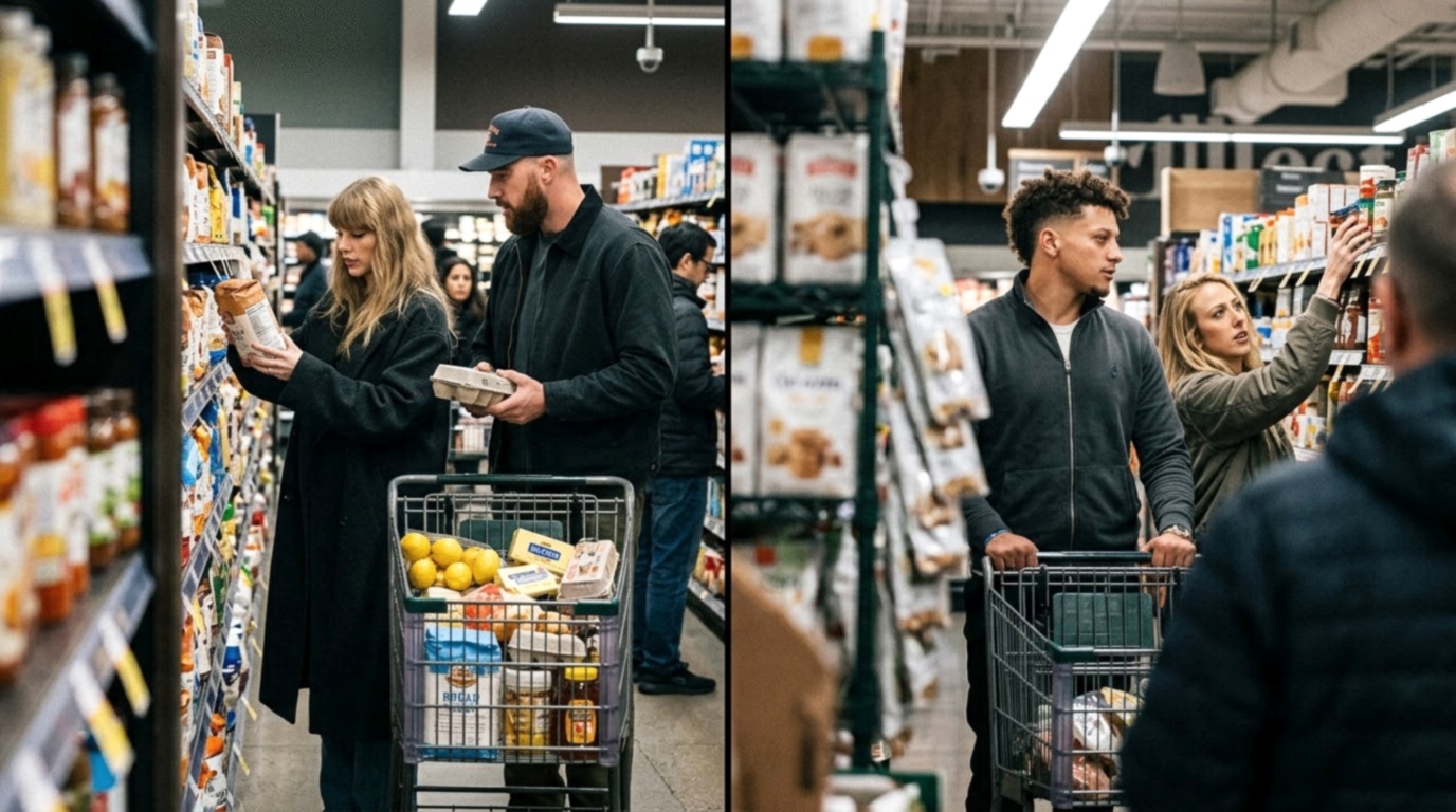 Taylor Swift and Husband Travis Kelce Steal the Spotlight Alongside Patrick and Brittany Mahomes During a NYC Grocery Store Outing as They Shop for Ingredients for Taylor's Homemade Sourdough Bread in New Photos