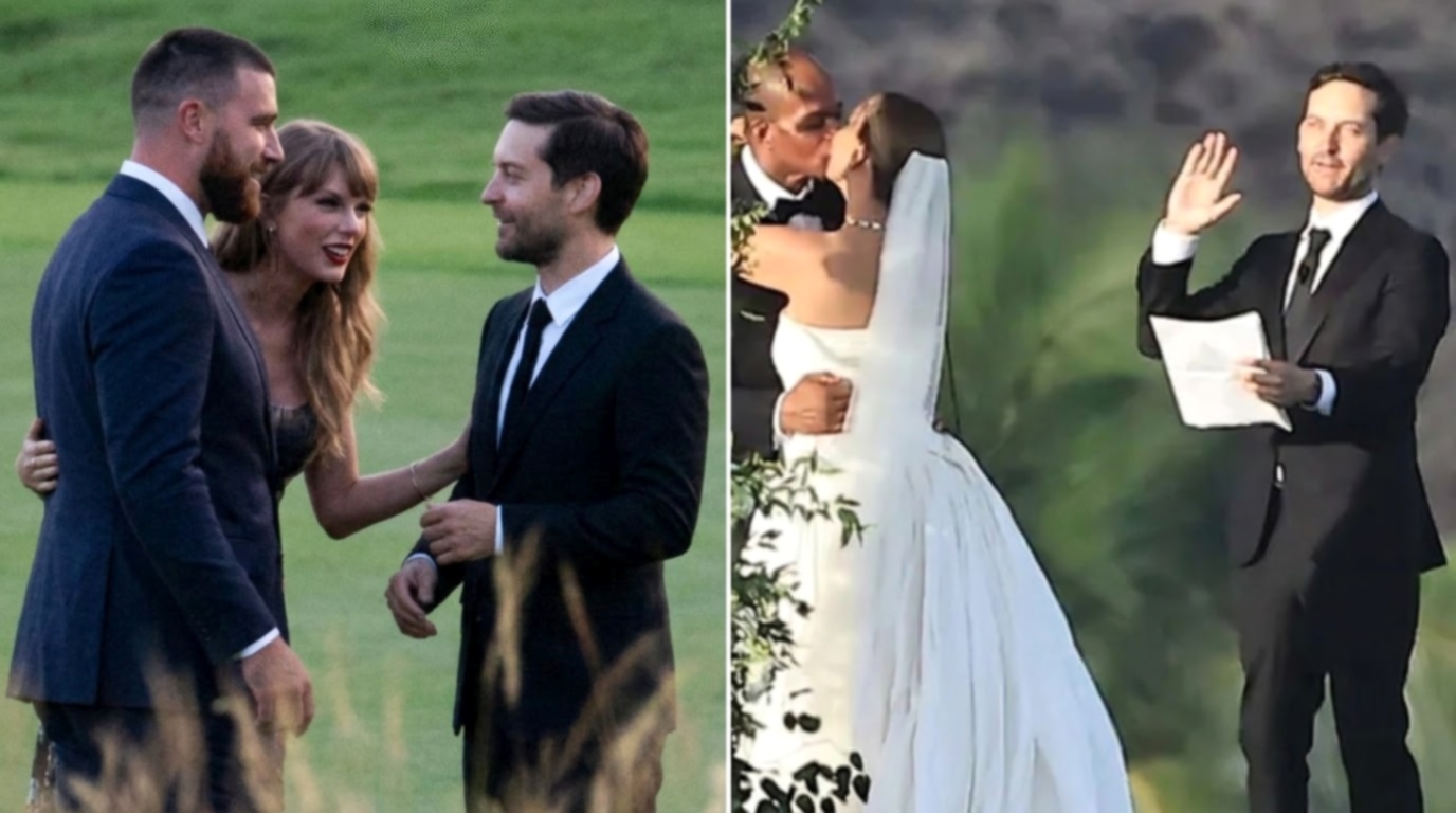 Taylor Swift and Husband Travis Kelce Steal the Spotlight in Rare New Photos as Tobey Maguire Officiates His Ex-Wife’s Wedding to Her New Husband, Billionaire Heir Geoff Ogunlesi
