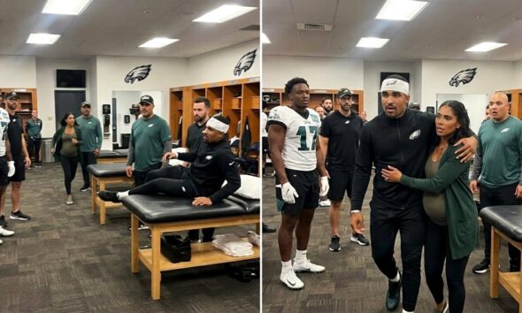 Jalen Hurts’ Wife Bry Burrows Breaks Eagles Protocol by Rushing to the Philadelphia Eagles’ Team Facility in Worry After the Team Announces His “Superficial Blood Clot” Diagnosis, but Fans Notice Something Shocking About Her That Has Everyone Talking