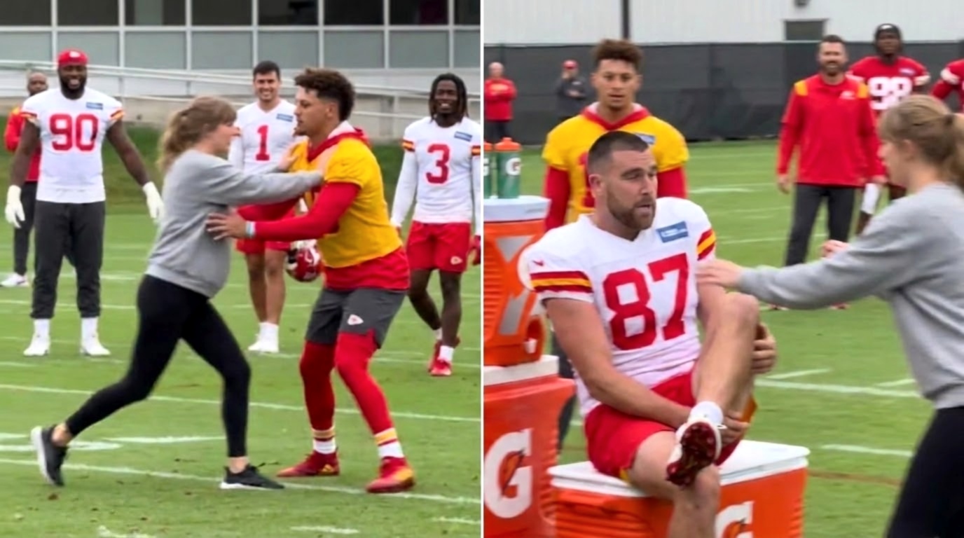 Taylor Swift Breaks Chiefs Protocol by Rushing to the Chiefs’ Training Field on the Final Day of Bye Week Practice After Her Husband Travis Kelce Suffers a Minor Training Accident, but Her Worried Reaction and the Moment She Pushes Past Patrick Mahomes as He Tries to Reassure Her Leave Fans Stunned Following Jalen Hurts’ Blood Clot Diagnosis