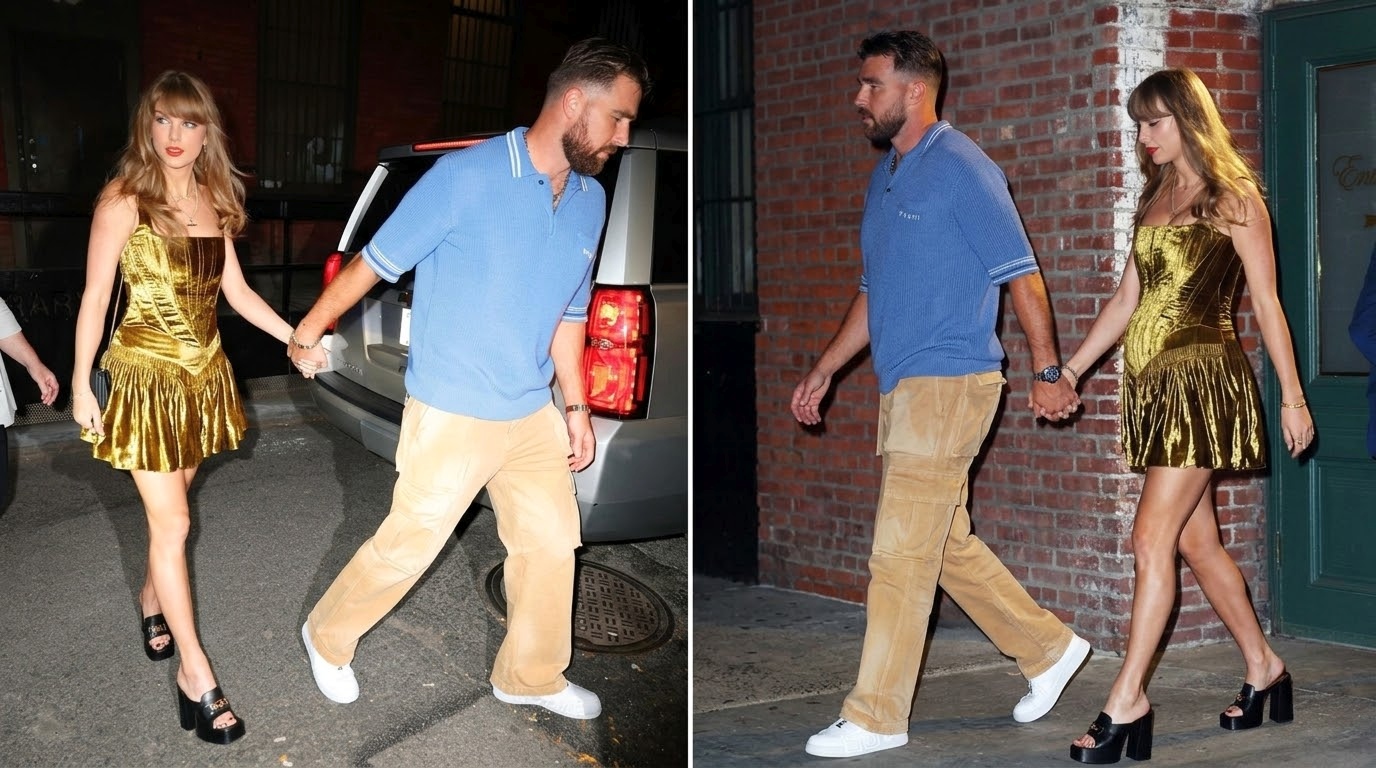 Taylor Swift, 36, Stuns in Liquid Gold While Husband Travis Kelce, 37, Looks Stylish in Blue as They Show Off Their Effortless NYC Style, but Fans Notice Something Unexpected About Taylor’s Appearance That Has Everyone Asking Questions