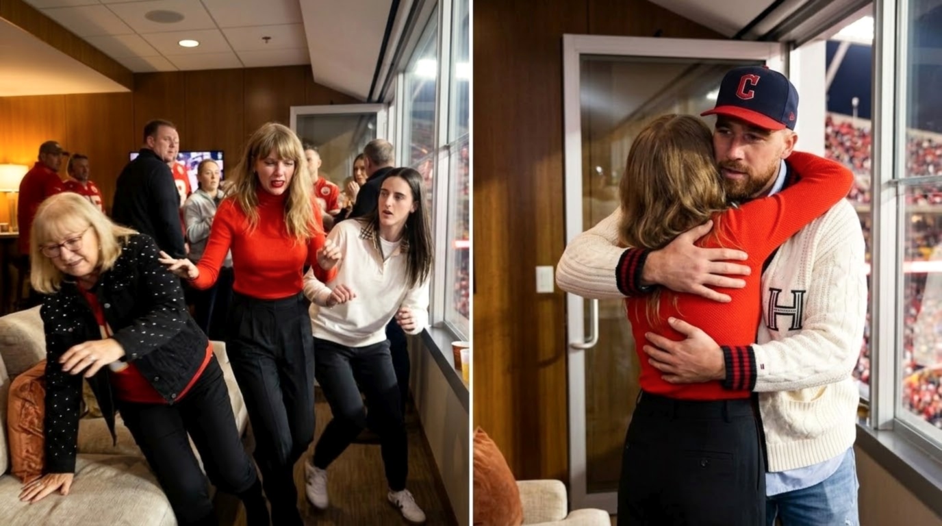 Crying Taylor Swift Pushes Aside Caitlin Clark and Donna Kelce, Who Were Comforting Her, Before Rushing to Hug Husband Travis Kelce in the VIP Suite After Seeing Him Again Following His Ankle Injury During the Chiefs vs. Chargers Game After the Chiefs’ 22-6 Win Over the Chargers