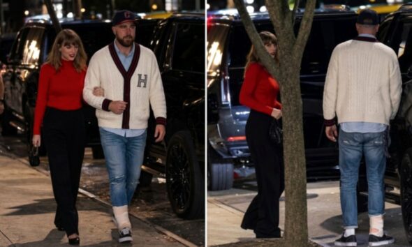 Taylor Swift 36, and Husband Travis Kelce 37, Seen Leaving An Expensive Hotel In the Late Night Together after Celebrating Thrilling Chiefs 22-6 Win Over Chargers